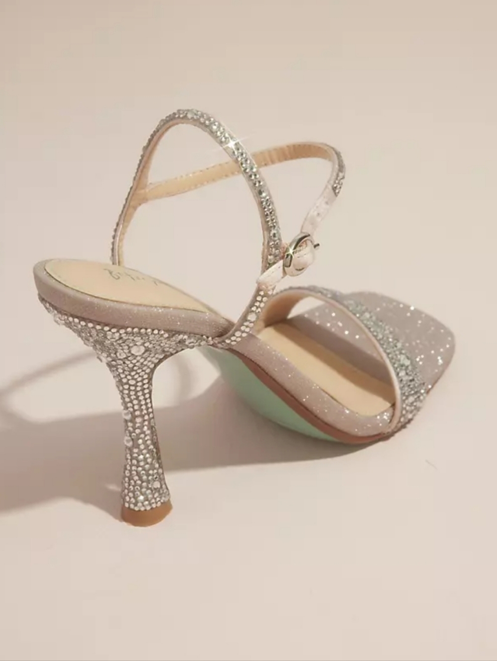 Betsey Johnson Blush Pink Glitter Crystal-Embellished Heels - Picture 3 of 10
